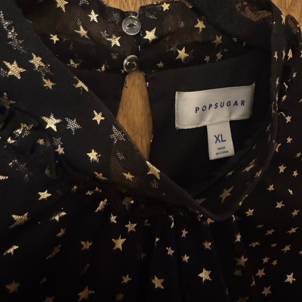 POPSUGAR Black Tulle Dress with Gold Star Accents - Picture 4 of 5